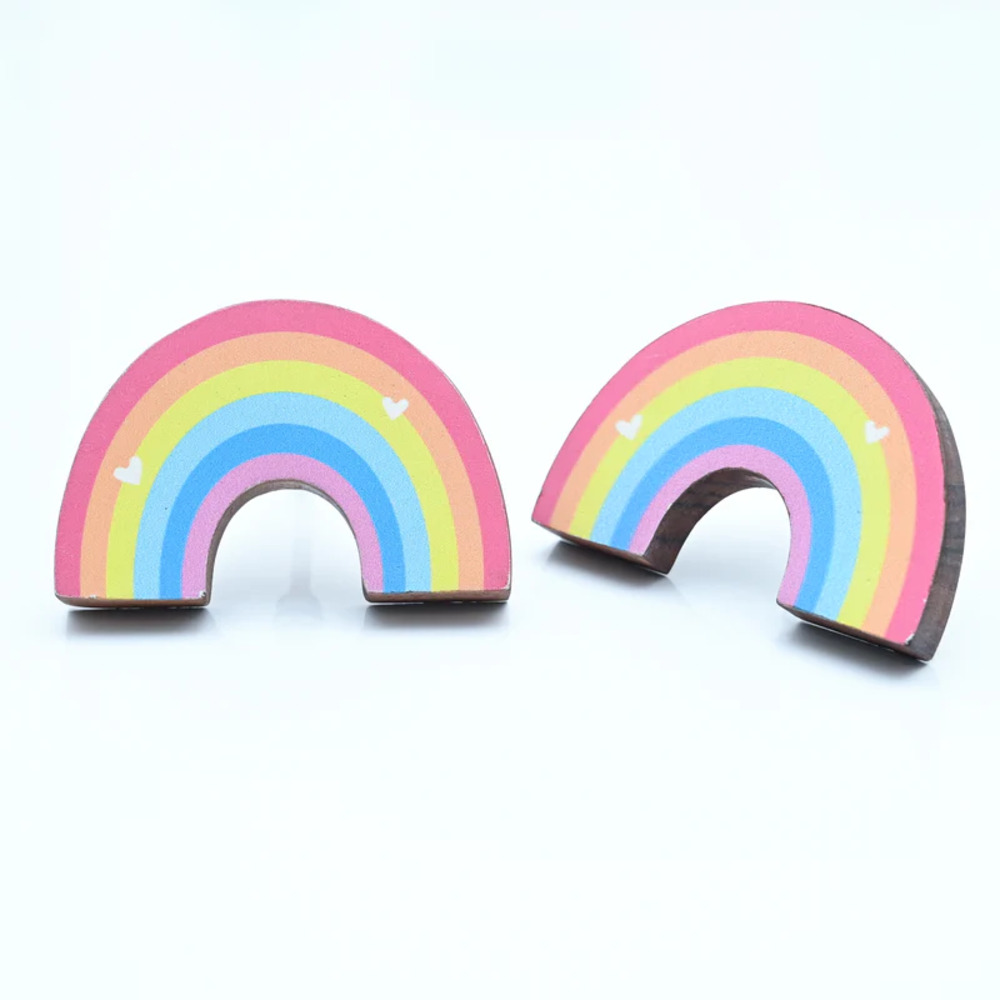 Handmade Acacia Wood Rainbow Kids Furniture Knob